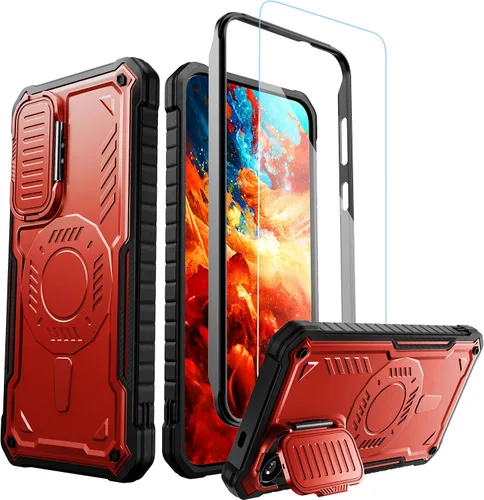Miniatura 8 de ExoGuard Funda para Samsung Galaxy S24 con protector de pantalla, funda protectora de goma de cuerpo completo con cubierta de cámara y función atril