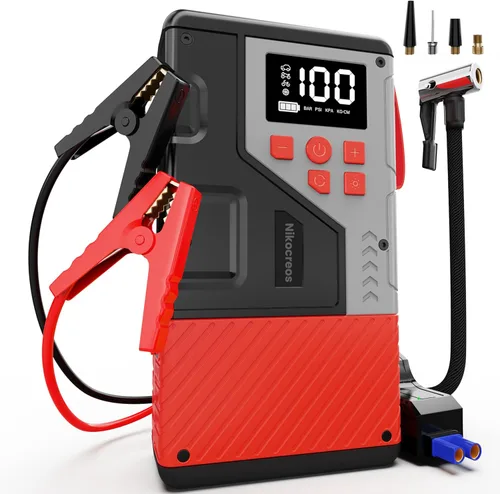 Miniatura 8 de Arrancador portátil para auto con compresor de aire para emergencias, pico de 3000 A y 150 PSI máx., para motores de 12 L de gasolina y 10 L