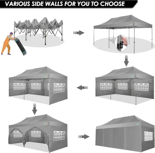 Miniatura 302 de COBIZI Tienda de campaña desplegable de 6.6 x 6.6 pies, toldo resistente, fácil de instalar, impermeable, para exteriores, fiestas, playa, jardín