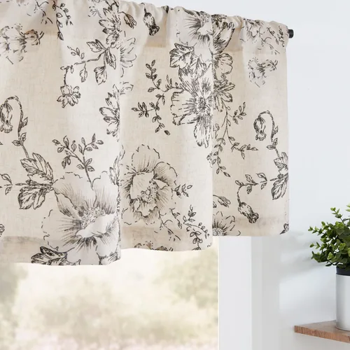 Miniatura 16 de jinchan - Cenefa de lino con borde de encaje, cenefa rústica de estilo granja para ventana de 16 pulgadas, tratamiento para ventana pequeña