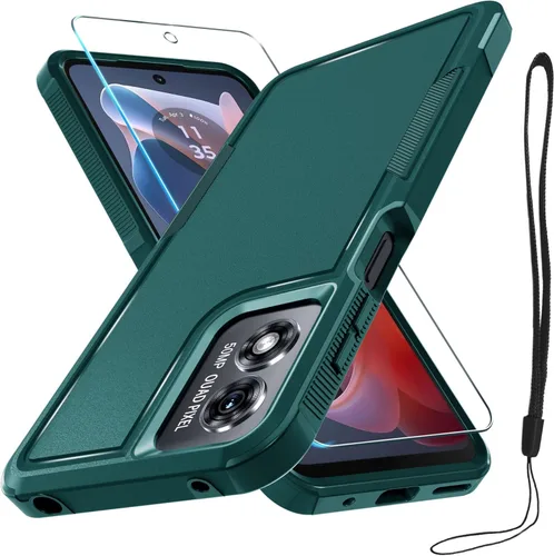 Miniatura 55 de Funda compatible con Moto G 5G 2024, cuerpo completo, resistente, resistente, a prueba de golpes, con correa de cordón, protector de pantalla