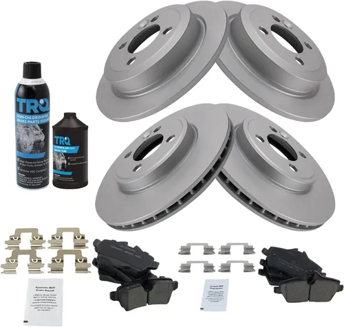 Miniatura 2 de TRQ Kit de pastillas de freno delanteras y traseras y rotores Kit de productos químicos de freno, pastillas de freno Rotor de freno Cerámica Premium
