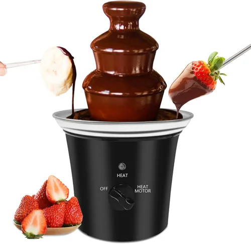 Máquina Mini Fuente de Chocolate Eléctrica Pequeña Fuente de Fondue de Chocolate para Fiesta para Caramelos Mantequilla Queso (Negro)