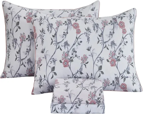Miniatura 32 de FADFAY Juego de sábanas de rosas blancas, ropa de cama vintage floral de rosas, ropa de cama estilo rústico, 100% algodón egipcio percal, 800 hilos