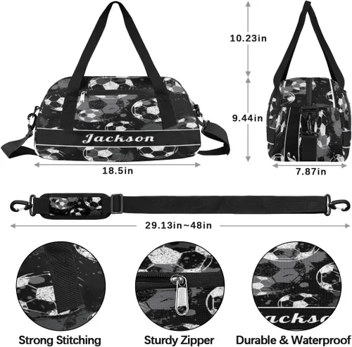 Miniatura 4 de Bolsa de lona personalizada para niños, bolsa de gimnasio deportiva personalizada para niños, bolsa de mano para el fin de semana para viajes, Ball 3