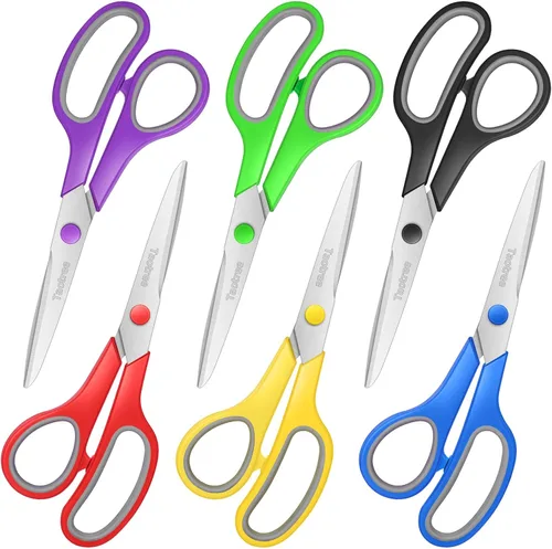 Miniatura 10 de Tijeras al por mayor paquete de 60, Taotree tijeras multiusos de 8", tijeras afiladas de acero inoxidable con agarre suave y cómodo para suministros