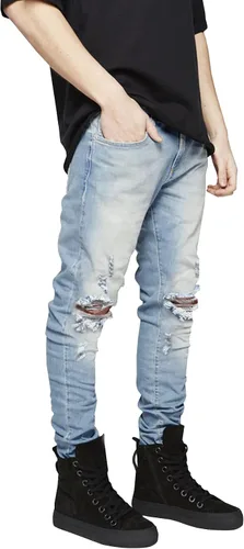 Miniatura 4 de LONGBIDA - Jeans para hombre, de tiro ajustado, con roto y desgastados