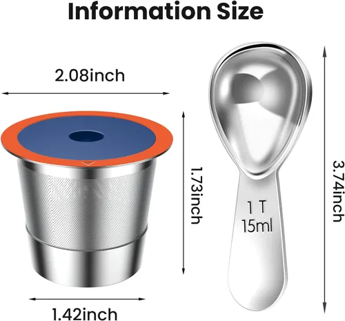 Miniatura 3 de Tazas reutilizables de acero inoxidable K Cups para Keurig 2.0 y 1.0, cápsulas de café reutilizables para cafetera Keurig, paquete de 2 tazas K Cups