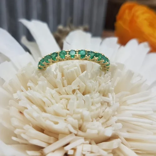 Miniatura 2 de Dazzlingrock Collection Round Gemstone or Diamond Eternity Stackable Wedding Band for Women in Gold