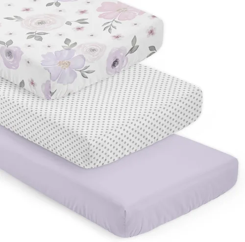 Miniatura 11 de Sweet Jojo Designs Sábanas ajustables para cuna de bebé (morado sólido) para niñas, guardería infantil, habitación de niños pequeños - Tamaño Gris