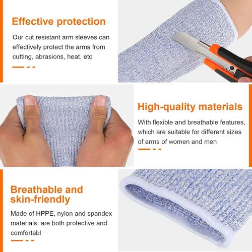Miniatura 6 de Neer 4 pares de mangas protectoras para brazos para piel fina, anticortes, resistentes a las quemaduras, funda para antebrazo para construcción
