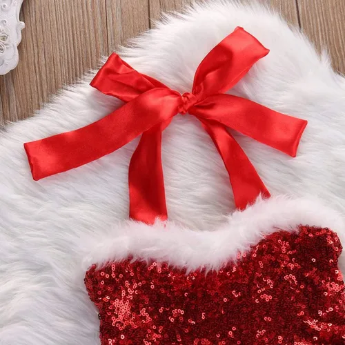 Miniatura 3 de fioukiay Mameluco de Navidad para recién nacido con lentejuelas vestido de Navidad traje de tul con encaje tutú para fiestas infantiles