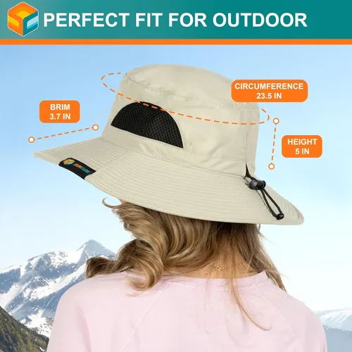 Miniatura 4 de SUN CUBE Sombrero de ala ancha para hombres y mujeres, sombreros de pesca, protección solar UV, sombrero de pescador, sombrero de pescador