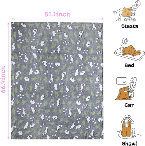 Miniatura 4 de LAT - Manta que brilla en la oscuridad, de franela de felpa supersuave y mullida para niñas y niños, para todas las estaciones, para cama o sofá, 50