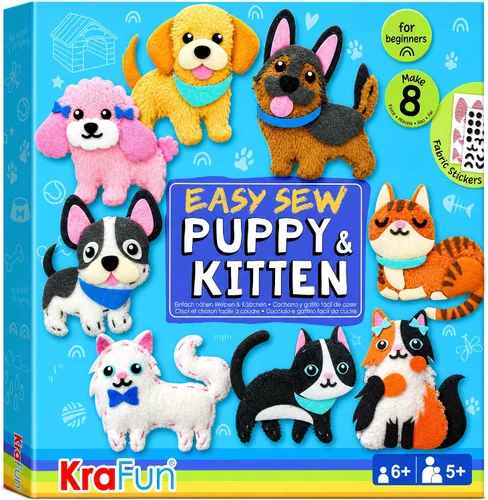 Miniatura 9 de KRAFUN Kit de costura fácil para principiantes, niños, artes y manualidades, 8 proyectos de bricolaje de muñecas de peluche de animales del bosque