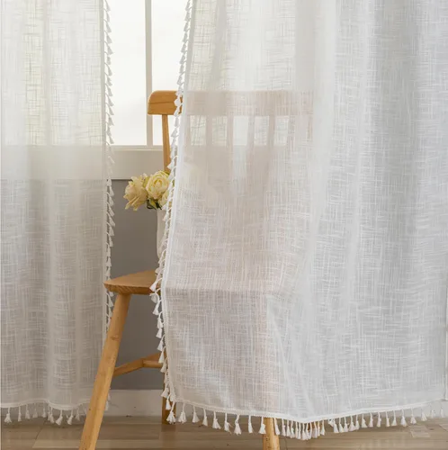 Miniatura 15 de Cortinas cortas para ventana pequeña, mezcla de lino natural, estilo campestre, 45 pulgadas de largo, para cocina, 40 pulgadas de ancho x 45