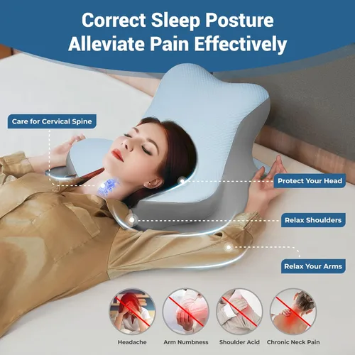 Miniatura 3 de Almohada de lectura para cama, para acostarse, inclinarse y boca abajo, almohada ergonómica de espuma viscoelástica para cabecero, almohada de apoyo