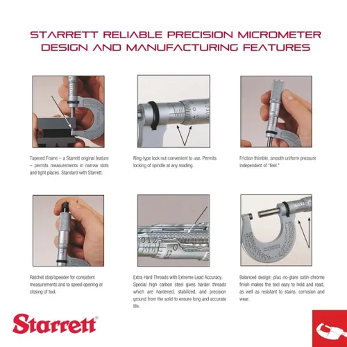 Miniatura 5 de Starrett 449 Profundímetros Vernier tipo micrómetro, pulgadas, 1