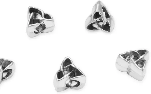 Miniatura 12 de 10 cuentas sueltas de gran agujero de flor de rosa (agujero de 0.177 in) espaciador de metal plateado antiguo para manualidades de joyería MEC-E3
