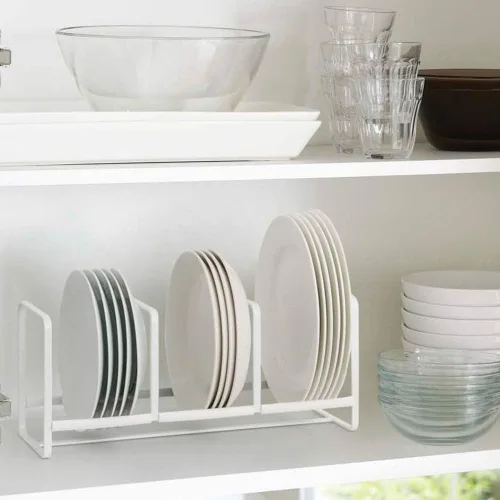 Miniatura 2 de Yamazaki 3147 Home Tower - Organizador de platos, estante de almacenamiento ancho para armarios de cocina, blanco, pequeño