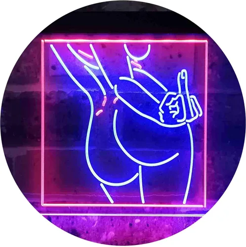 Miniatura 12 de ADVPRO Bad Bitch Middle Finger FXXK Girl Room - Letrero de neón LED de doble color, azul y rojo, 12 x 8 pulgadas st6s32-i3799-br