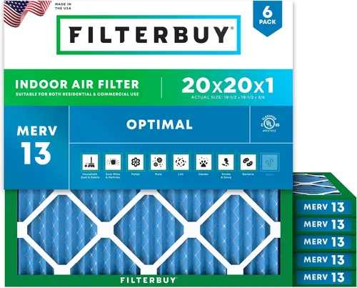 Miniatura 67 de Filterbuy Filtro de aire MERV 13 de 8 x 14 x 1 pulgadas para defensa óptima contra el humo y la alergia (paquete de 6), repuesto de filtros