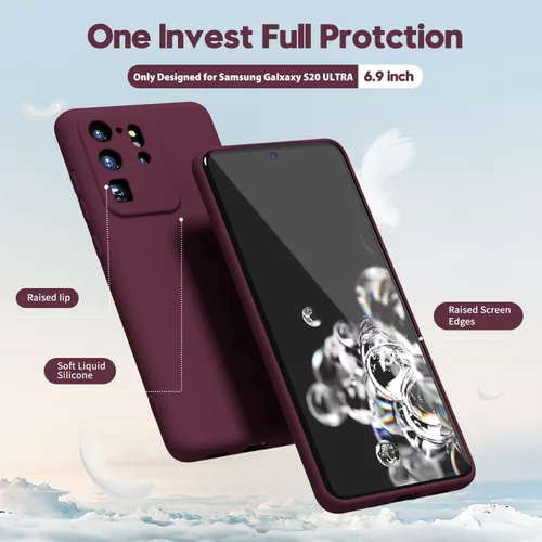 Miniatura 3 de oakxco Funda para teléfono Samsung Galaxy S20 Ultra de silicona líquida, fina y delgada de goma suave TPU lisa y suave de gel para mujeres y niñas
