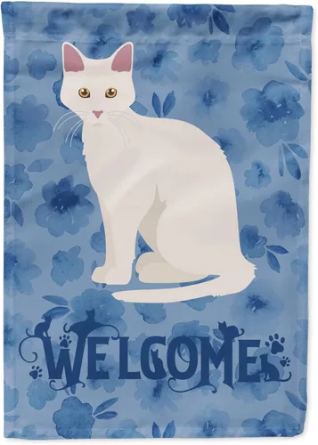 Miniatura 31 de Caroline's Treasures CK5047CHF Ojos Azules - Bandera de bienvenida con diseño de gato para casa de porche, grande, para colgar en la pared