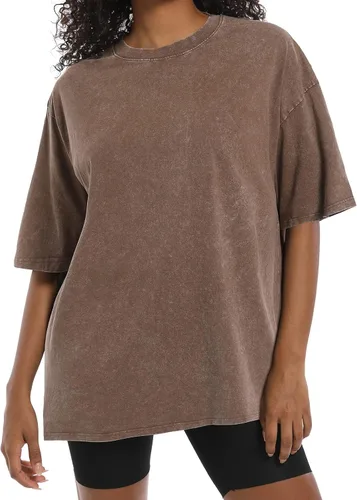 Miniatura 3 de Camisetas de gran tamaño para mujer, estilo vintage, básicas, estilo novio, holgadas, holgadas, estilo grunge, de algodón lavado ácido