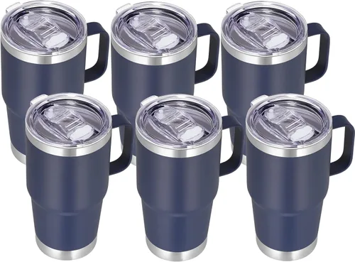 Miniatura 22 de VEGOND - Vaso de viaje de 20 oz con asa, tapa con cierre y popote, de acero inoxidable, aislante, taza de café, a prueba de derrames, de doble Verde