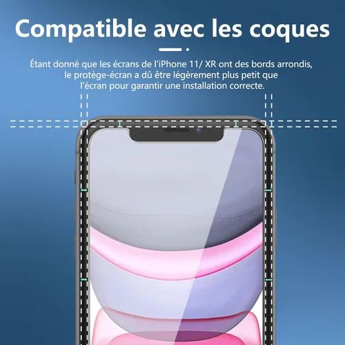 Miniatura 3 de NEW'C Paquete de 3 protectores de pantalla diseñados para iPhone 11 y iPhone XR (6.1 pulgadas), protección de vidrio templado mejorada, resistente a