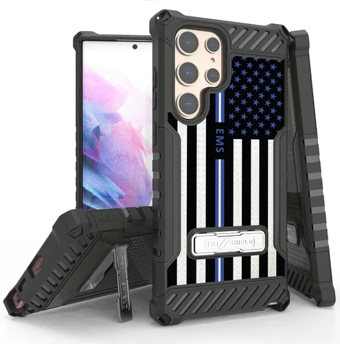 Tri-Shield - Funda para teléfono con función atril compatible con Samsung Galaxy S22 Ultra de grado militar, resistente a prueba de caídas, de alto