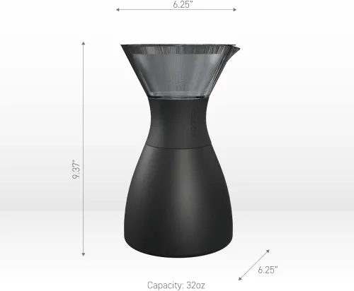 Miniatura 6 de asobu Cafetera de Vertido Aislada (32 oz.) Vacío de Doble Pared, Filtro de Acero Inoxidable y Jarra para Llevar (Borgoña)
