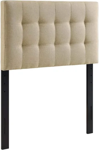 Miniatura 4 de Modway Lily Cabecero doble tapizado de tela de lino con botones en beige