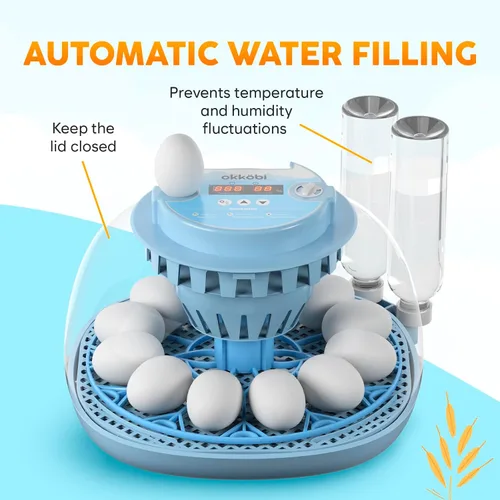 Miniatura 3 de Incubadora de 12 Huevos con Giro Automático de Huevos y Control de Humedad – Incubadoras de Huevos para Incubar Huevos – Ovoscopio, Recarga
