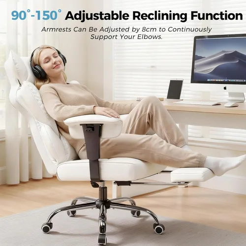 Miniatura 7 de COMHOMA Silla de Oficina de Escritorio 400LBS Sillas de Oficina Grandes y Altas Sillas Ergonómicas para Juegos con Asiento Ancho Silla de Cuero