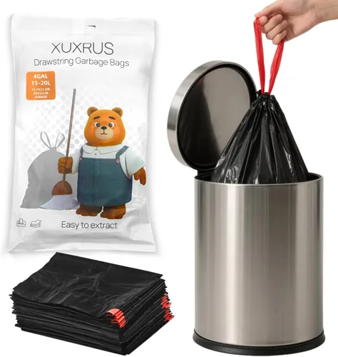 Miniatura 11 de XUXRUS Bolsas de basura pequeñas para baño, bolsas de basura de 3 galones para oficina en casa, 120 unidades, color blanco, se adapta a contenedores
