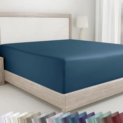 Miniatura 12 de California Design Den - Sábana bajera ajustada de algodón con bolsillo profundo, suave de 400 hilos, 100 % algodón satinado, ajuste ceñido, elástico