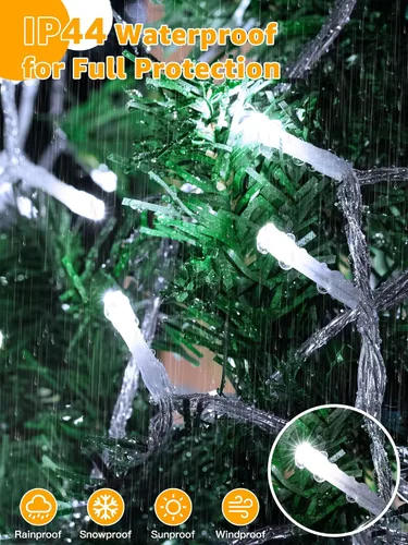 Miniatura 6 de Guhope - Luces de Navidad 600LED 98 pies, luces de cadena impermeables para exteriores con control remoto y temporizador, 8 modos de luces de hadas