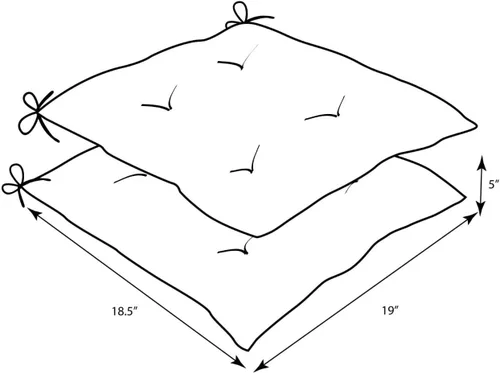 Miniatura 2 de Pillow Perfect Cojín para silla de mimbre copetudo para interiores y exteriores con lazos, 2 unidades, 18.5 x 19 pulgadas, juego de pompones