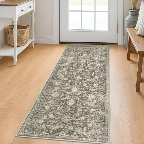 Miniatura 37 de KILOCOCO Alfombra lavable de 2 x 3 para entrada, estampado floral vintage, suave, antideslizante, azul, alfombras de cocina, tapete