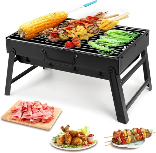 Miniatura 2 de Barbecue Grill, Charcoal Grill Folding Portable Lightweight Barbecue Grill Tools for Outdoor Grilling Cooking Camping Hiking Picnics Tailgating