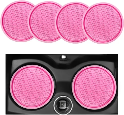 Miniatura 10 de Ohleats Juego de posavasos de 2 piezas para automóvil, impermeable en forma de panal de abeja, PVC antideslizante de 2.75 pulgadas, universal