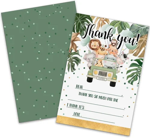 Miniatura 19 de Tarjetas de agradecimiento en blanco para decoración de fiestas de cumpleaños, notas de agradecimiento para niños o niñas, 20 tarjetas con 20 sobres