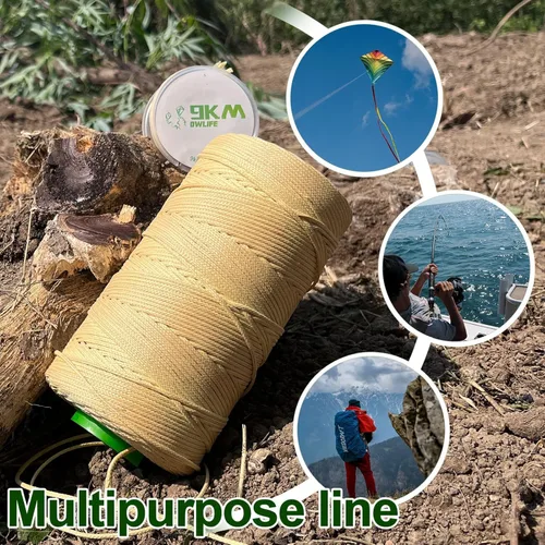 Miniatura 6 de 9KM DWLIFE Cordón trenzado de Kevlar, 45kg~907kg, alta resistencia a la tracción, resistente a la abrasión, retardante de llama, cuerda