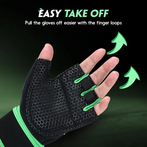 Miniatura 5 de Guantes de Entrenamiento Guantes de Gimnasio Guantes de Levantamiento de Pesas para Hombres y Mujeres con Almohadilla Completa en la Palma, Soporte