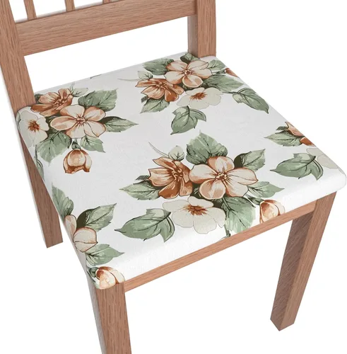 Miniatura 20 de Juego de 4 fundas elásticas para sillas de comedor, fundas para sillas de comedor con estampado floral, fundas para asientos de sillas con estampado