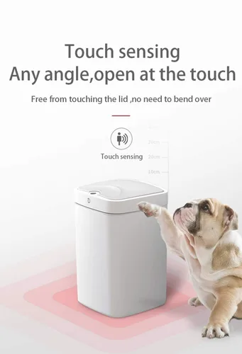 Miniatura 4 de Bote de basura automático con sensor, cubo de basura de metal de 4.7 galones, sin contacto, automático blanco perla para oficina y baño
