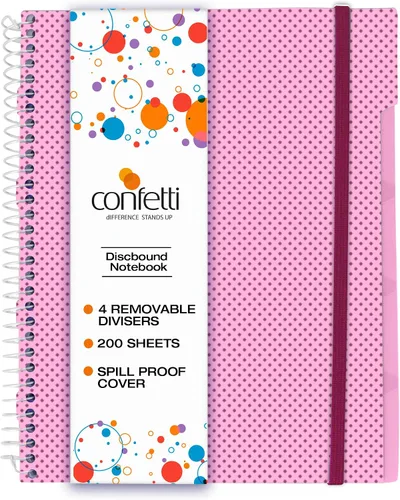 Miniatura 13 de Confetti Cuaderno de espiral – 4 separadores extraíbles, cubierta a prueba de derrames, banda elástica de cierre, bolsillo de almacenamiento – Bloc
