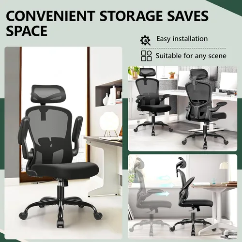 Miniatura 7 de FelixKing Silla de Oficina Ergonómica Silla de Escritorio con Reposacabezas, Silla de Escritorio de Respaldo Alto con Soporte Lumbar Ajustable y Gris